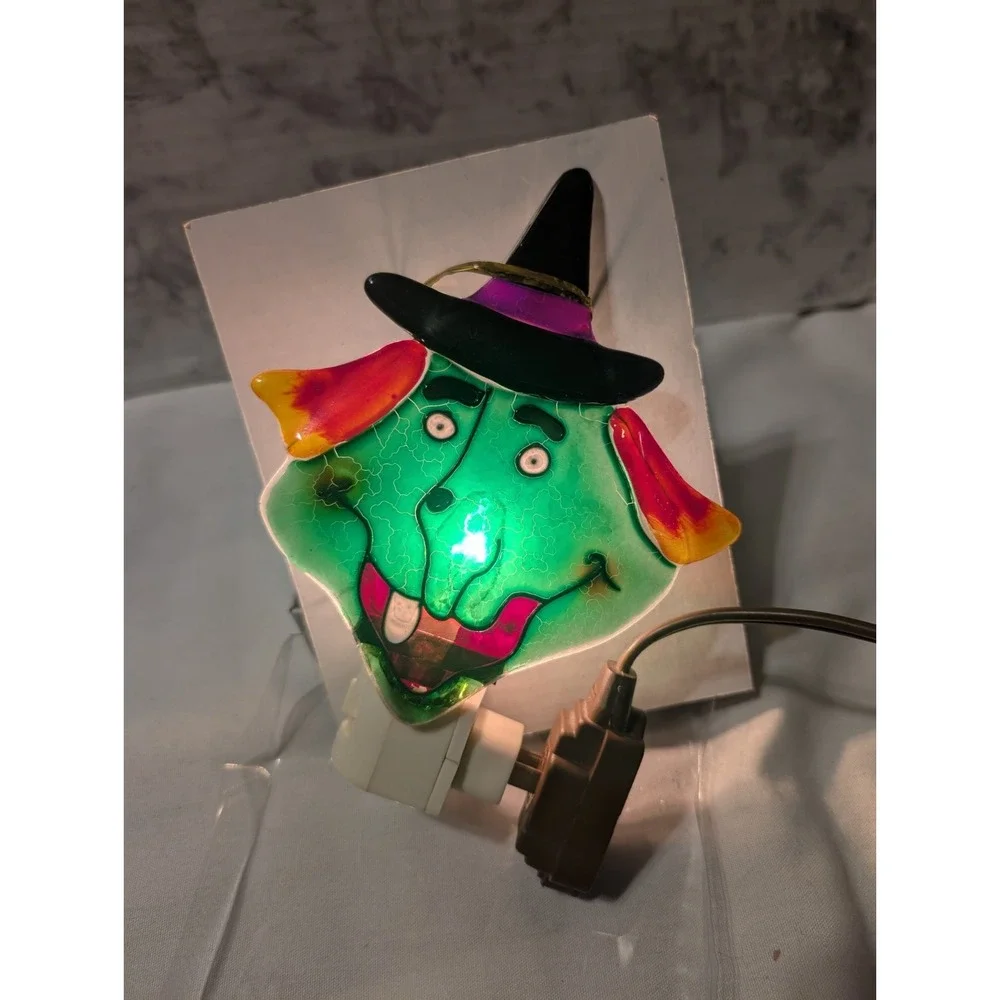 Glass Halloween Plug In Night Light Witch 5